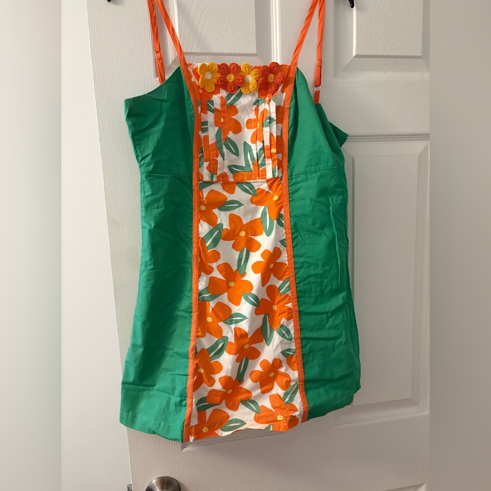 Green and Orange Floral Camisole Top